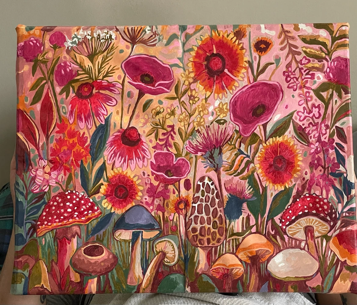 Floral and Mushroom Painting