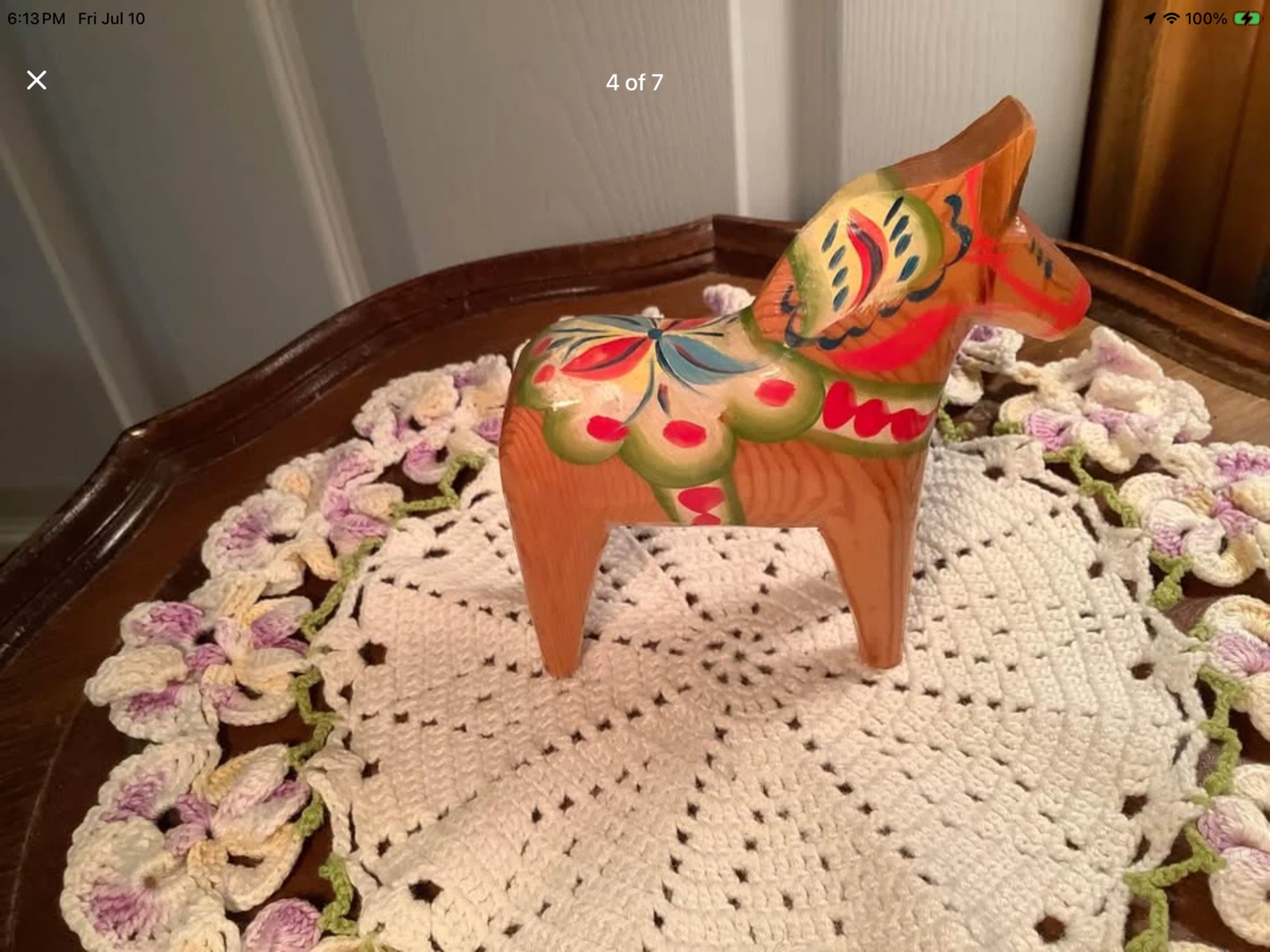 #1 Vt Exposed Natural Wood Swedish Dala Horse 🐞 - photo 3