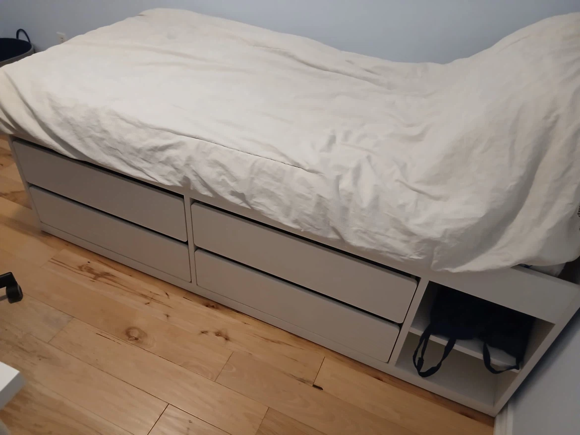 IKEA bed with storage drawers