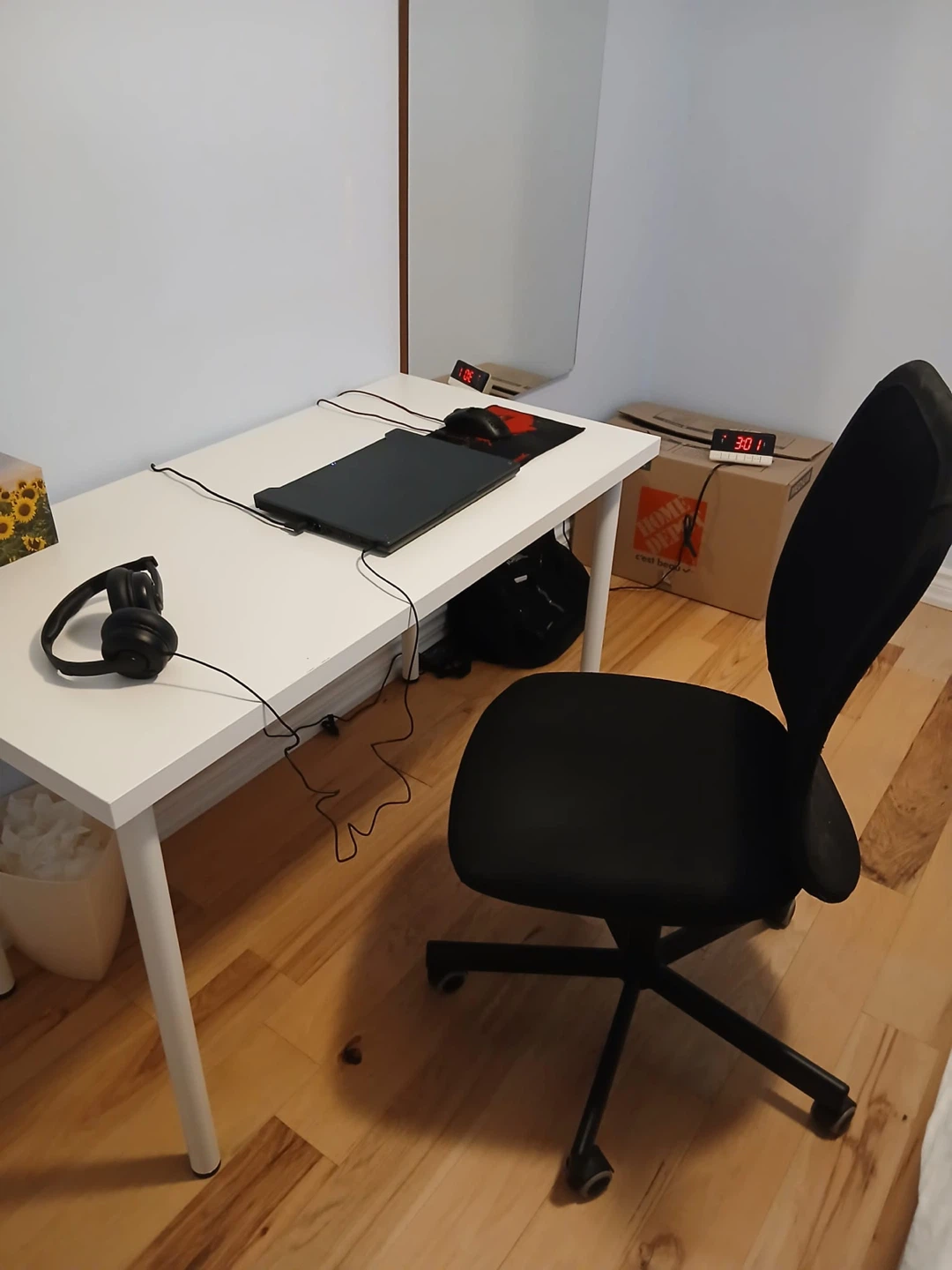 IKEA white desk and chair