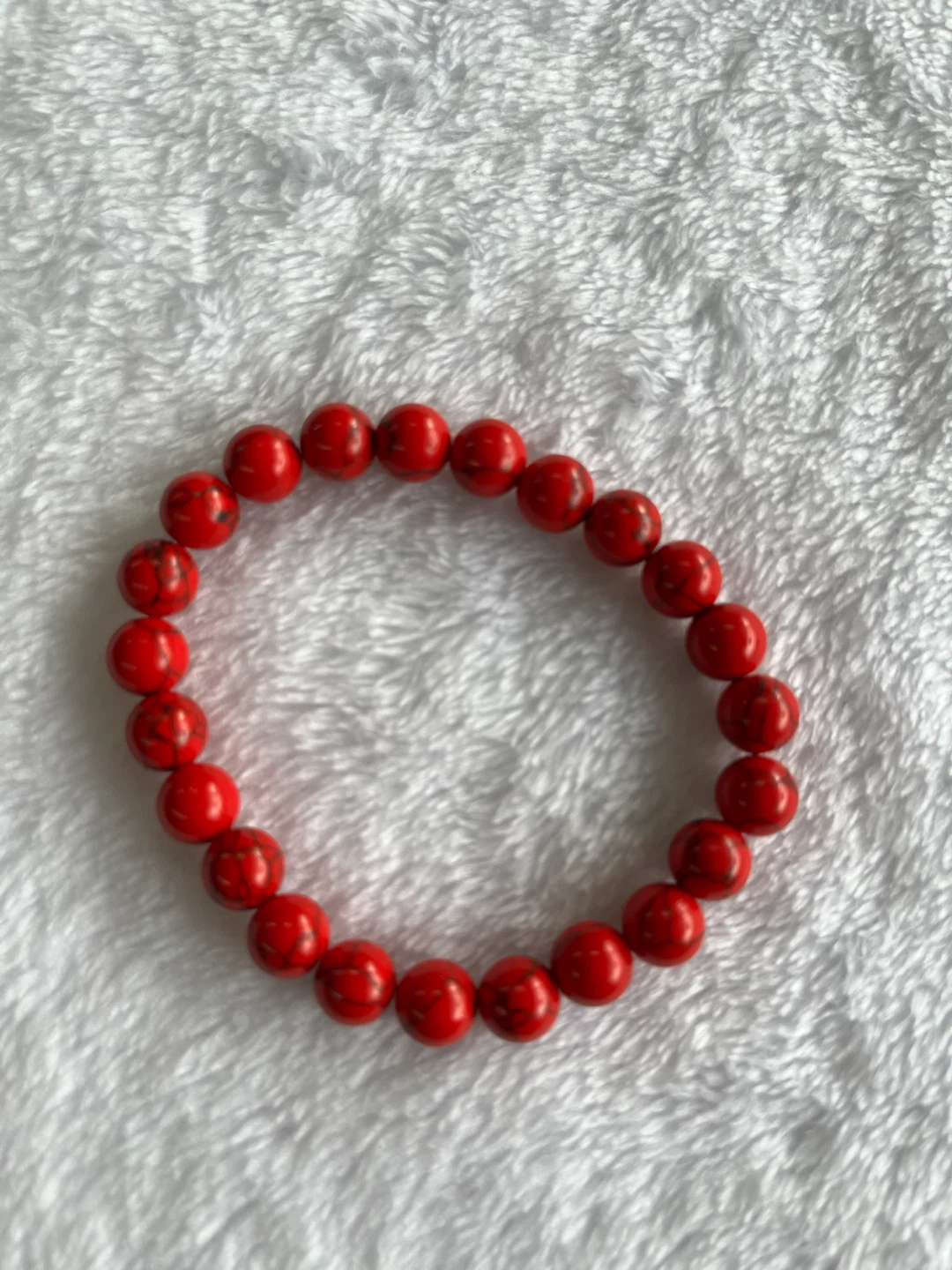 Red Beaded Stretch Bracelet
