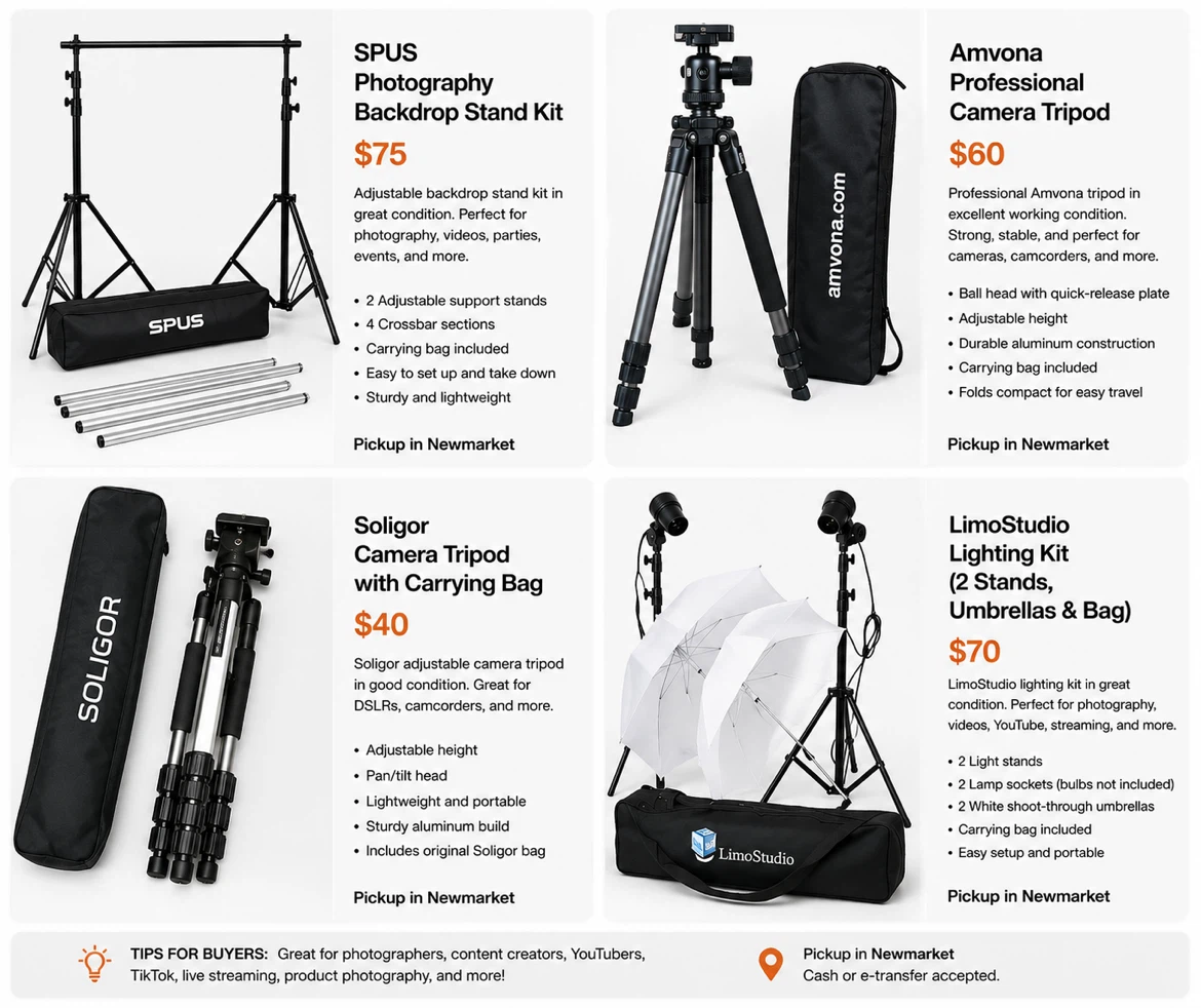 Photography Studio Bundle – Lights, Backdrop & 2 Tripods