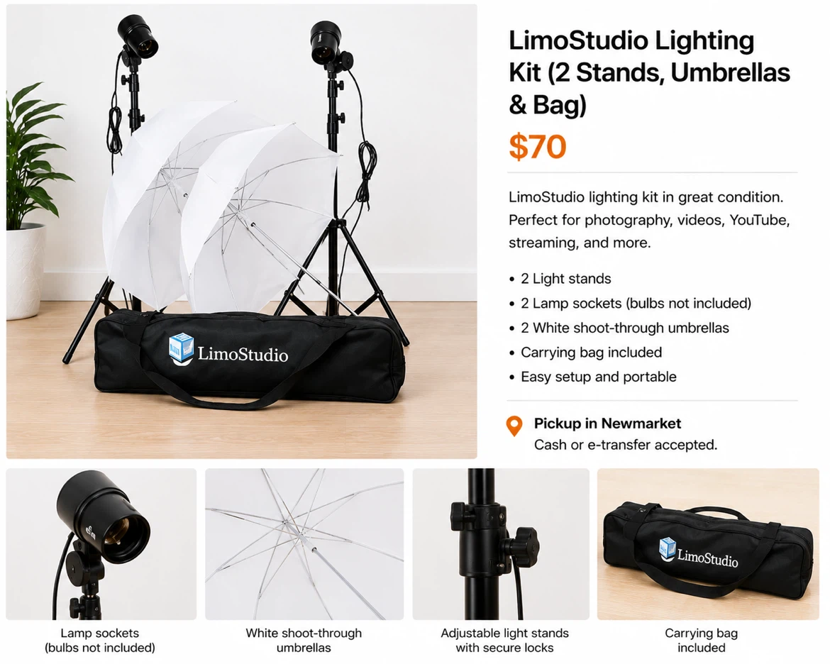 Photography Studio Bundle – Lights, Backdrop & 2 Tripods - photo 4