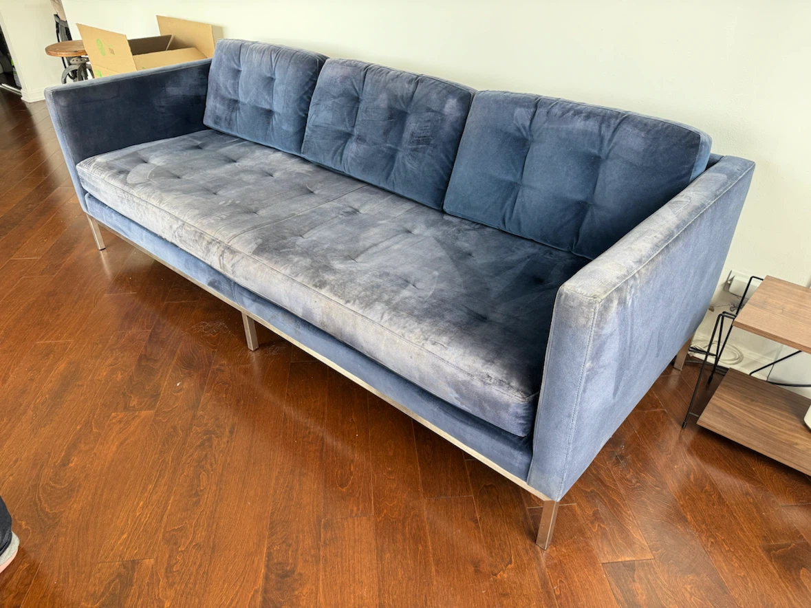 Blue Velvet 3-Seater Sofa - photo 2