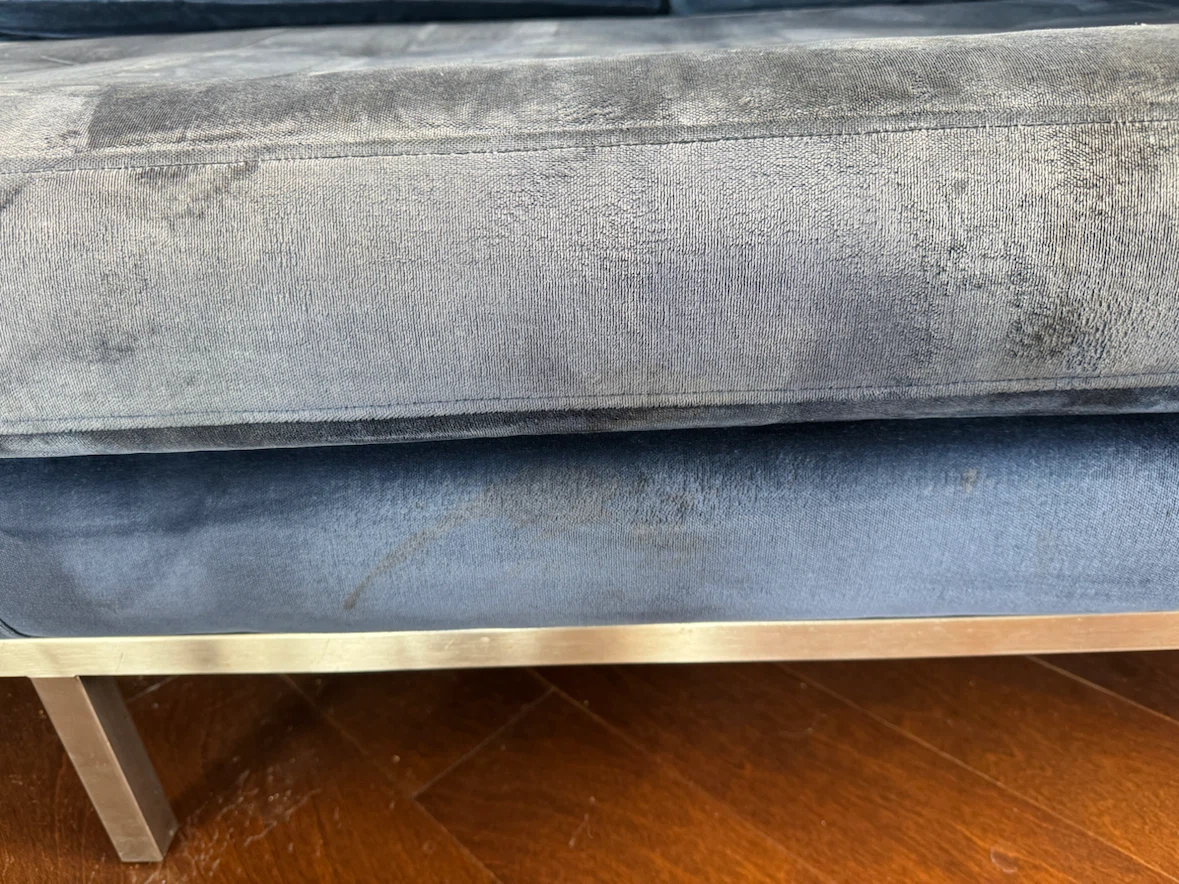 Blue Velvet 3-Seater Sofa - photo 3