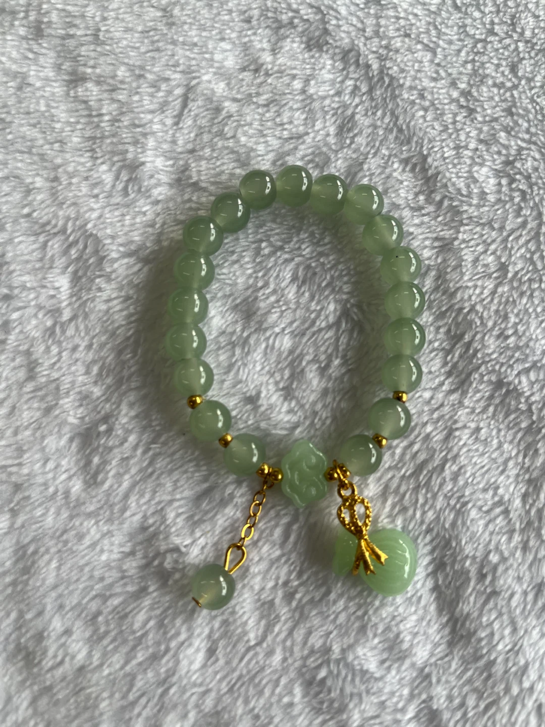 Jade Beaded Bracelet with Charms