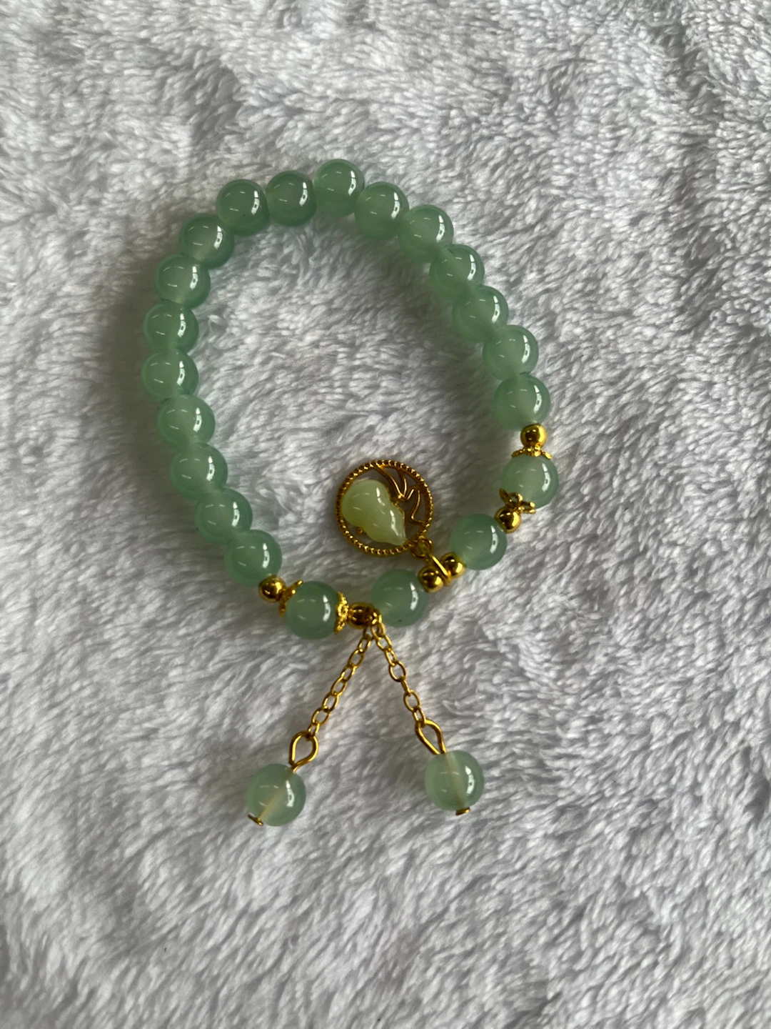 Green Beaded Charm Bracelet