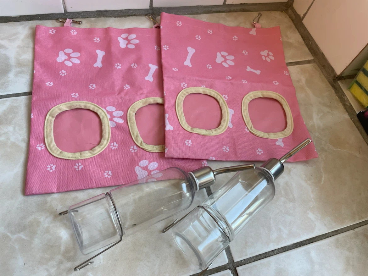 Small Pet Hay Bags & Water Bottles