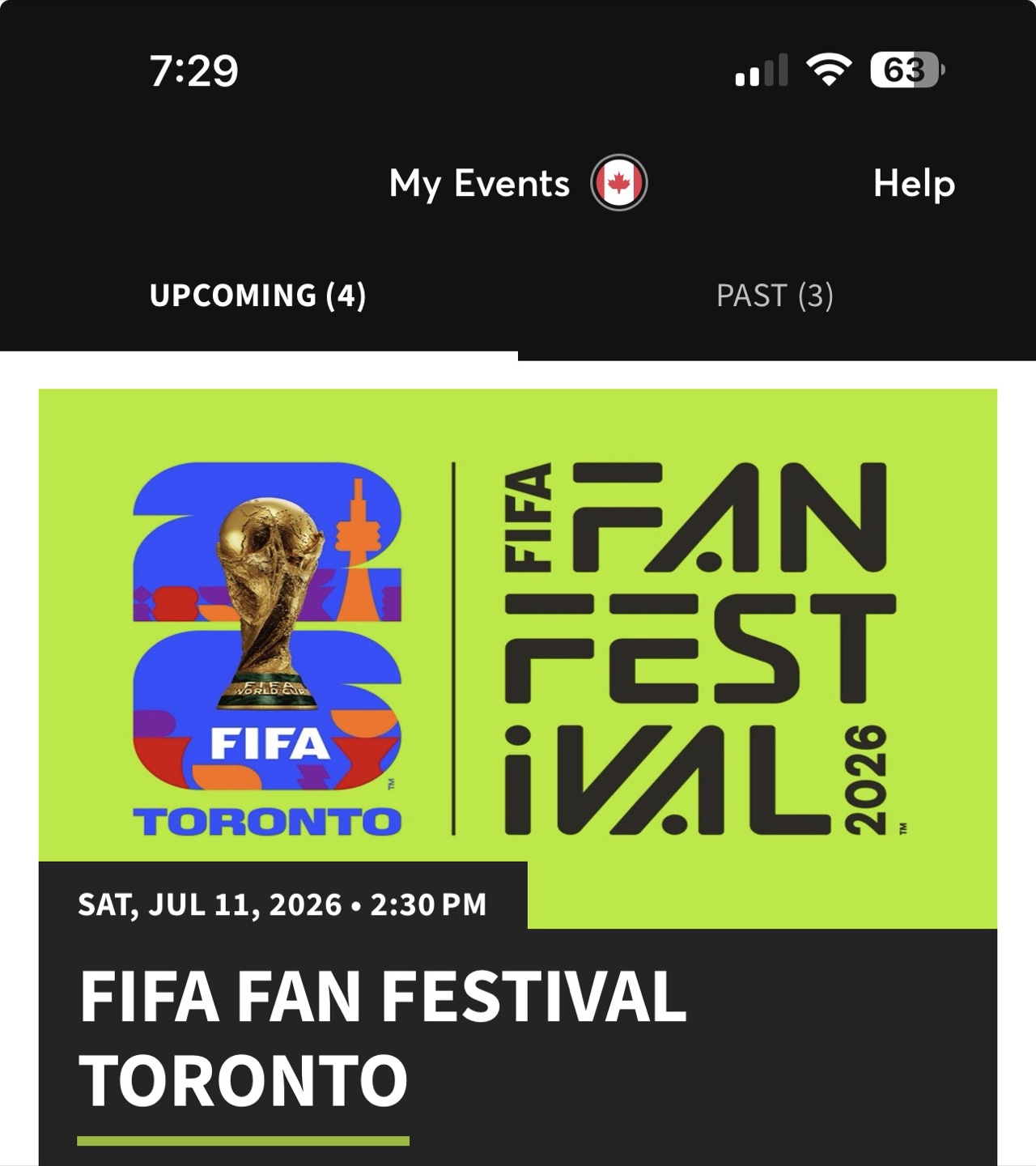 FIFA Fan Fest June 11 Ticket