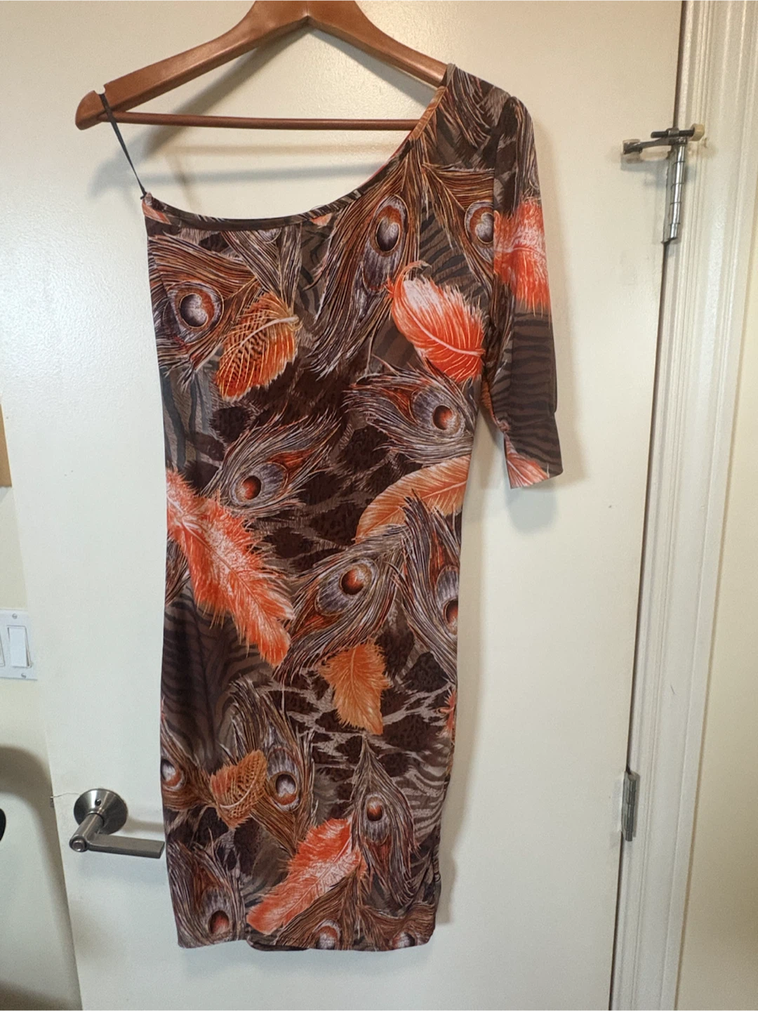 Seduction Orange Gold Brown Print Dress
