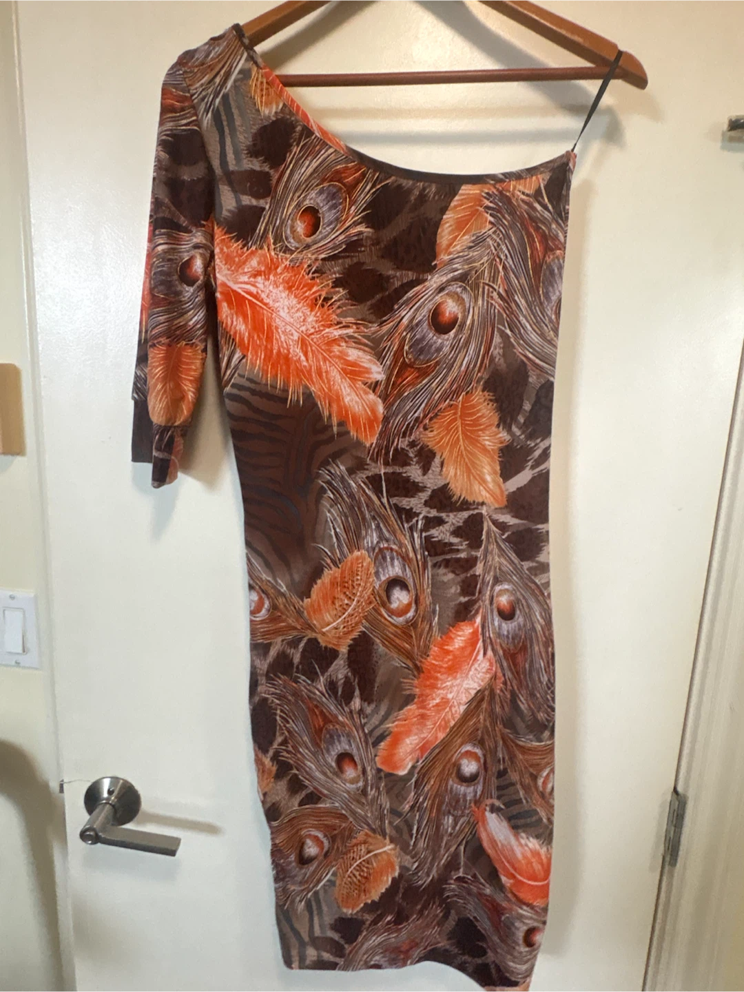Seduction Orange Gold Brown Print Dress - photo 3