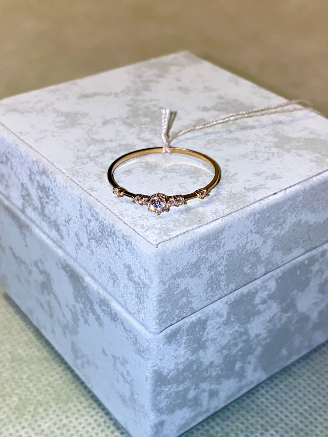 14k Gold Ring with Small Moissanites Stone