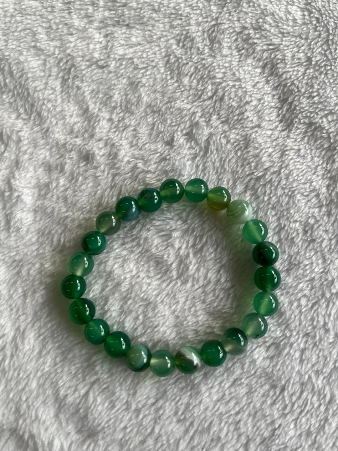 Green Agate Beaded Stretch Bracelet