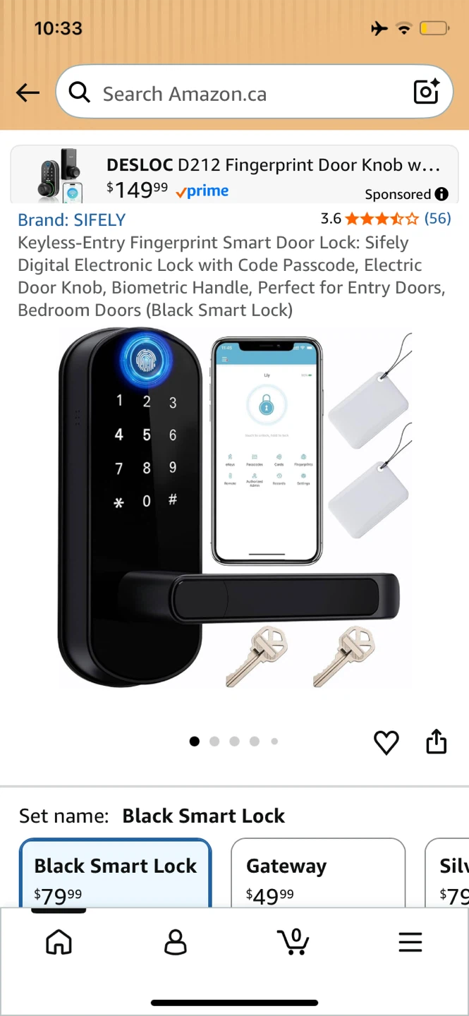 Sifely Keyless Entry Fingerprint Smart Door Lock