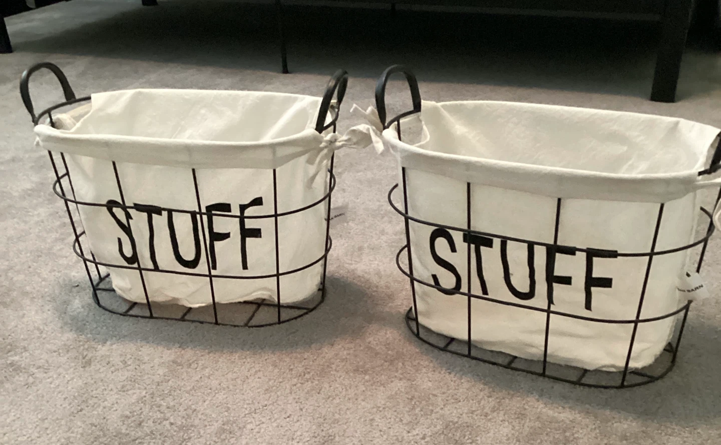 Set of 2 Wire Baskets with White Liners