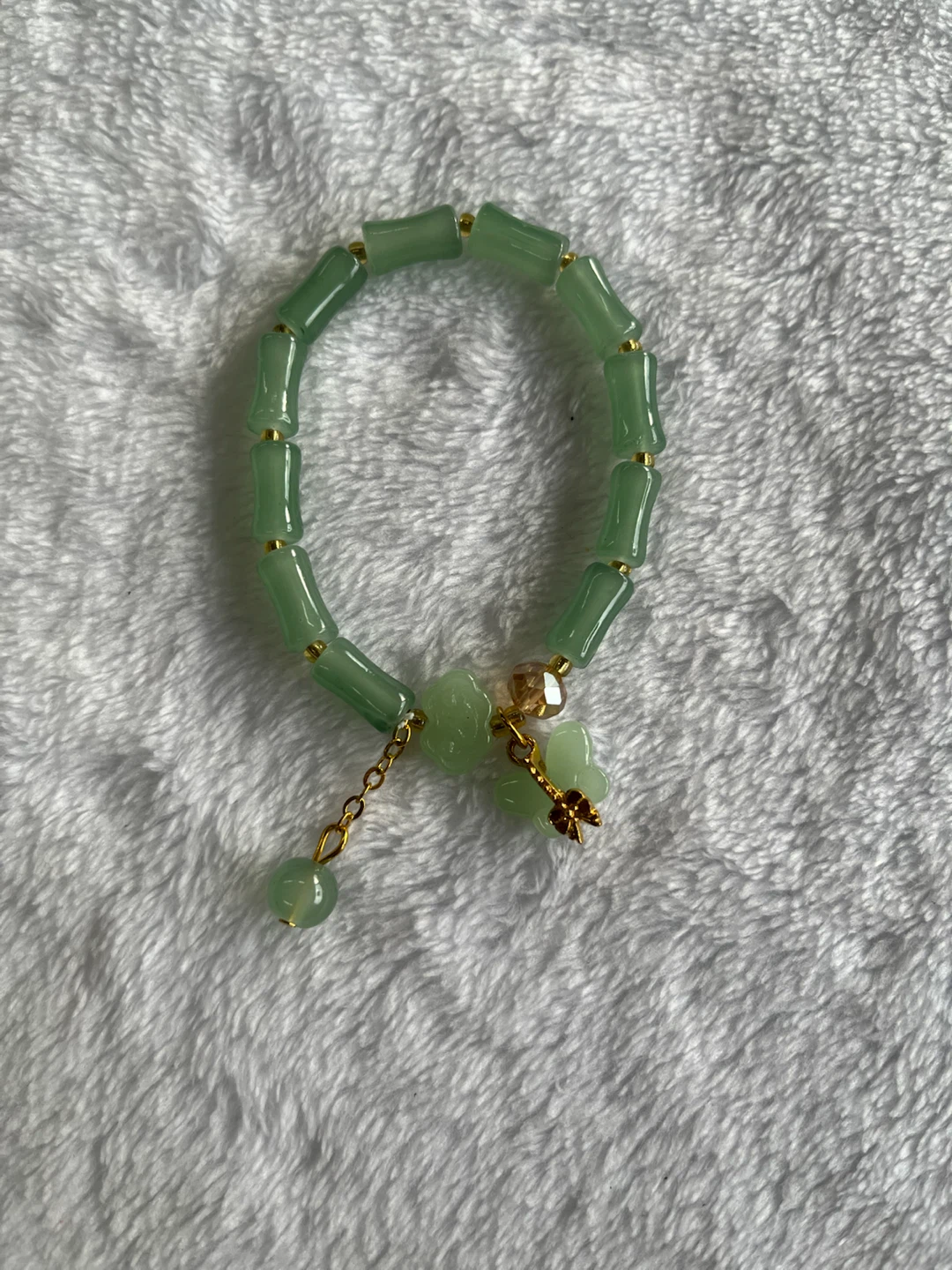 Green Jade Bamboo Beaded Bracelet