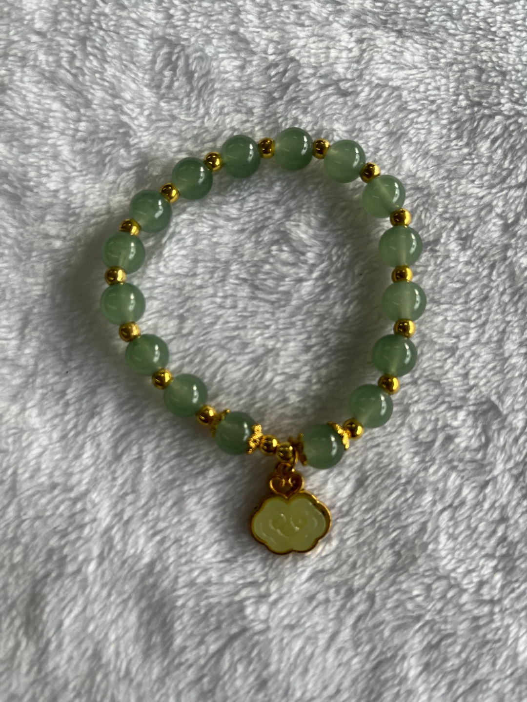Jade Beaded Bracelet with Cloud Charm