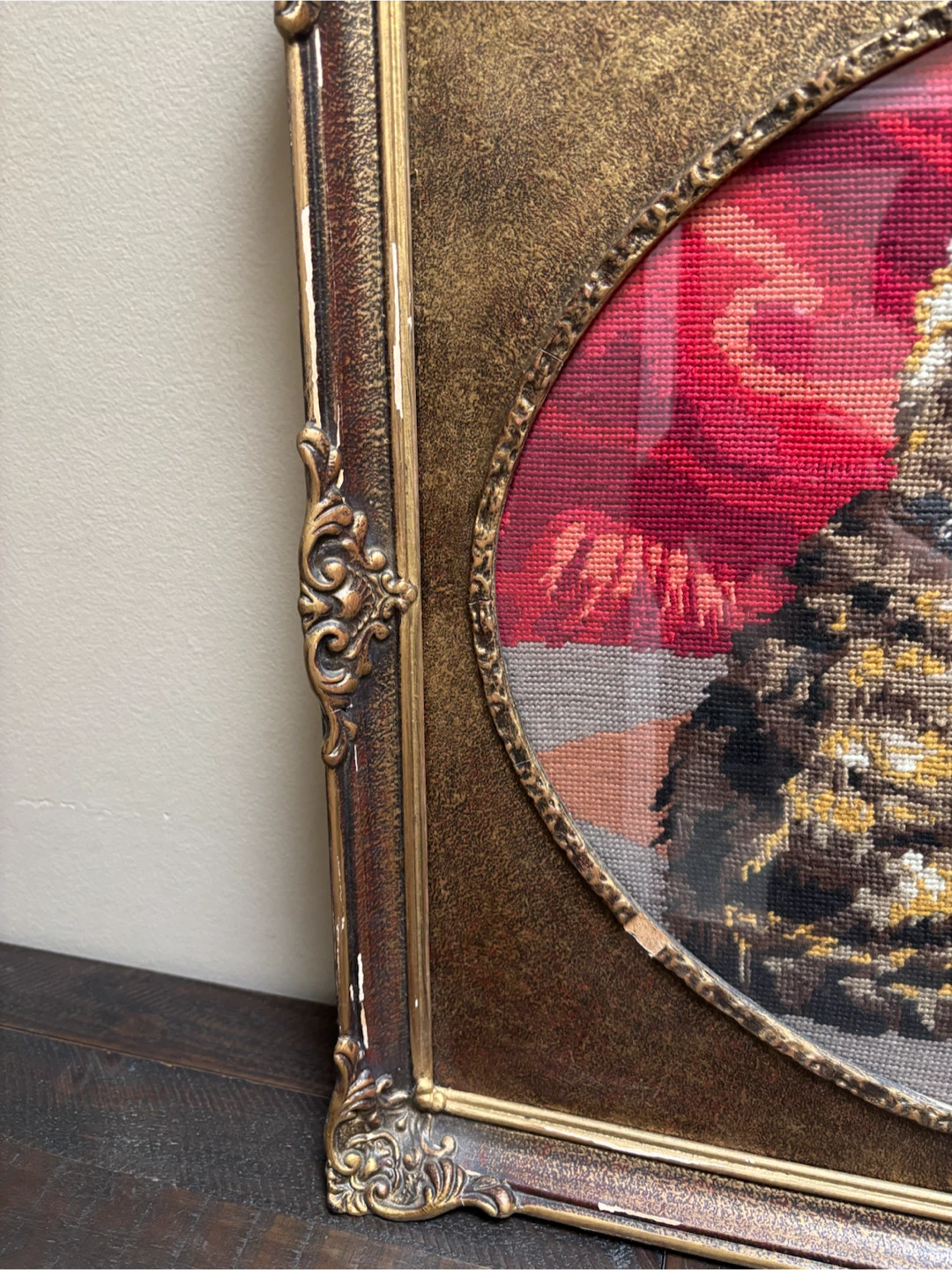 Framed Needlepoint of Two Cats - photo 3