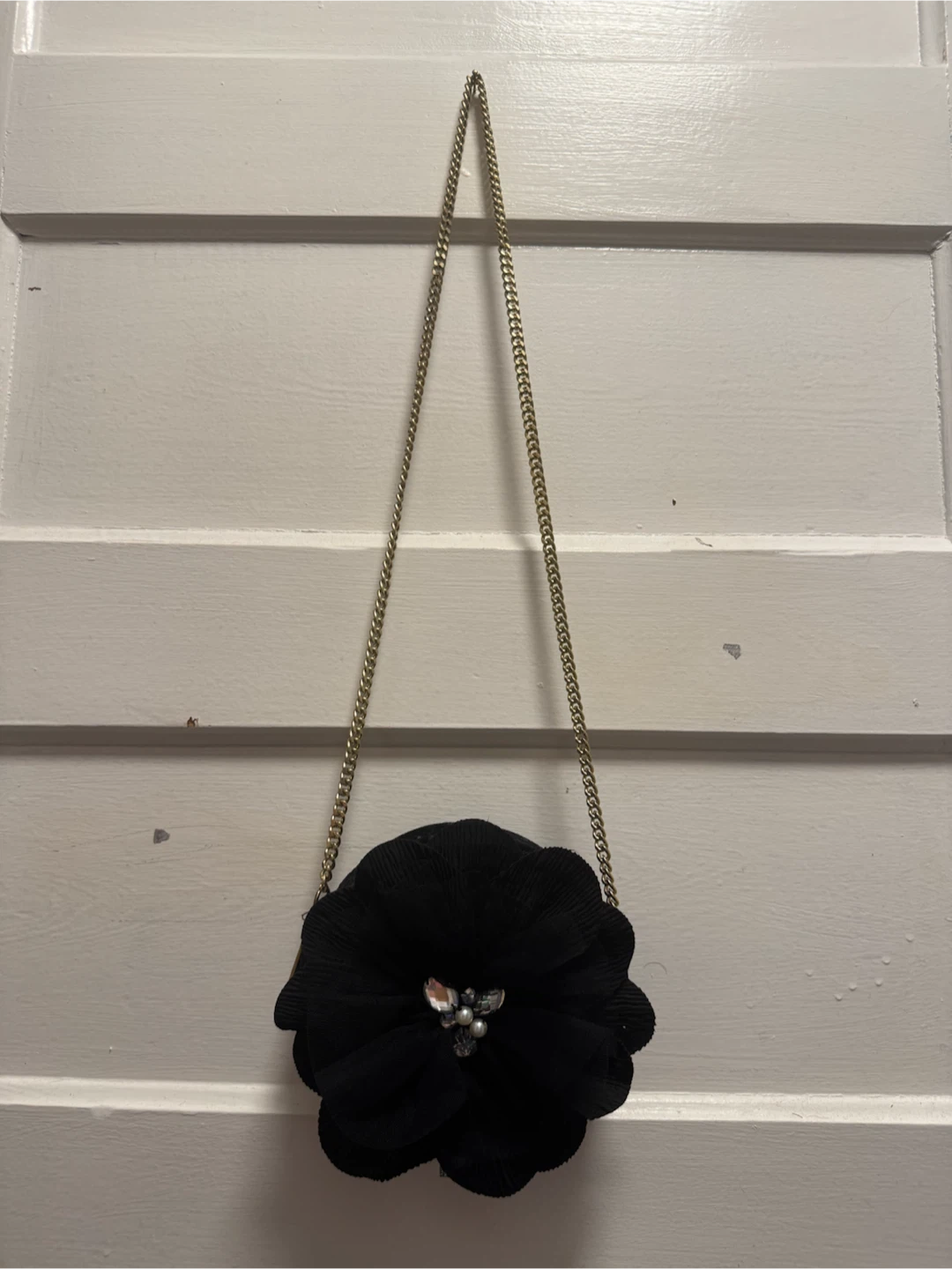 Black Flower Clasp Evening Bag