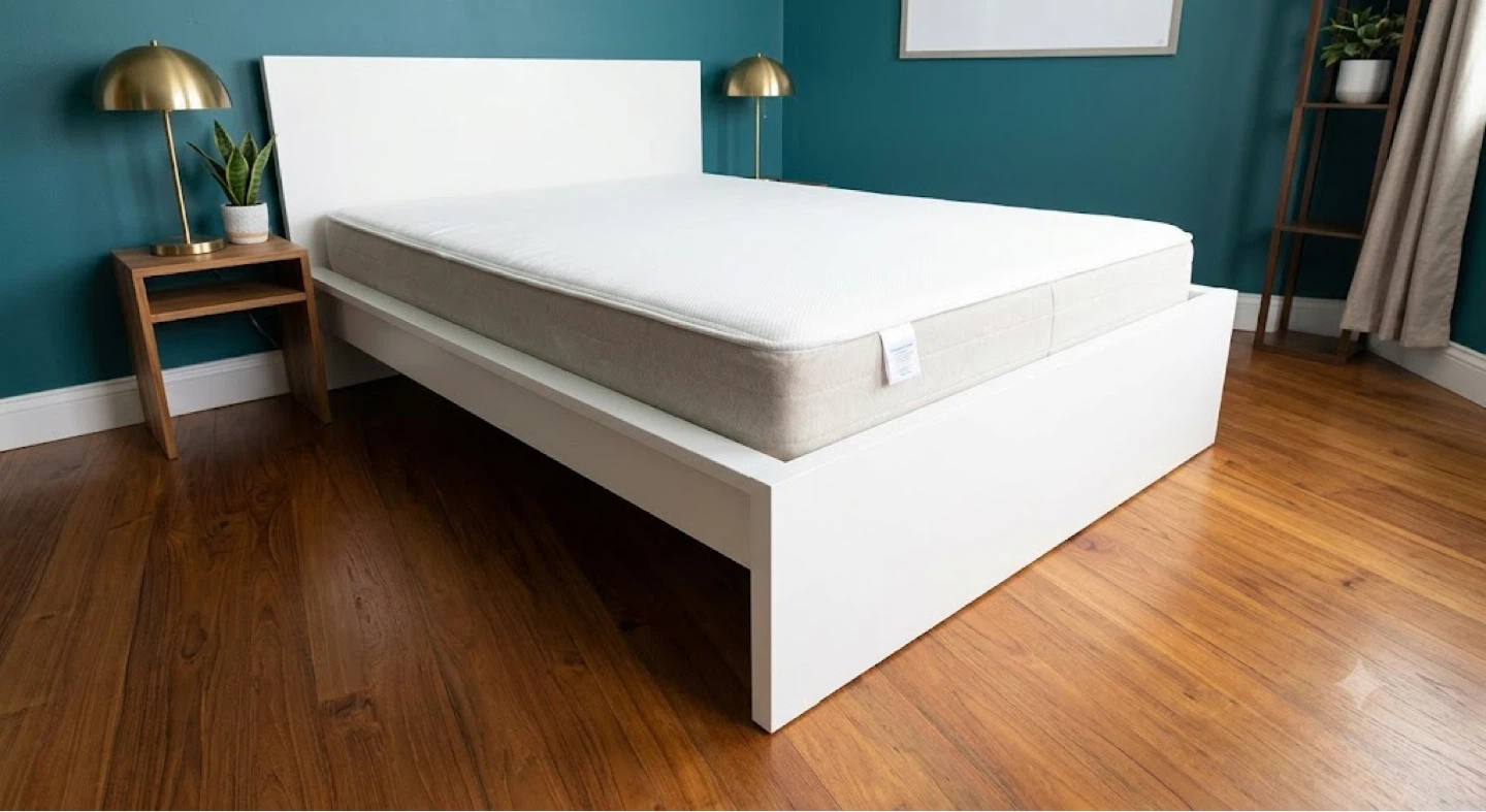 Double/Full size White Platform Bed Frame with Mattress - photo 5