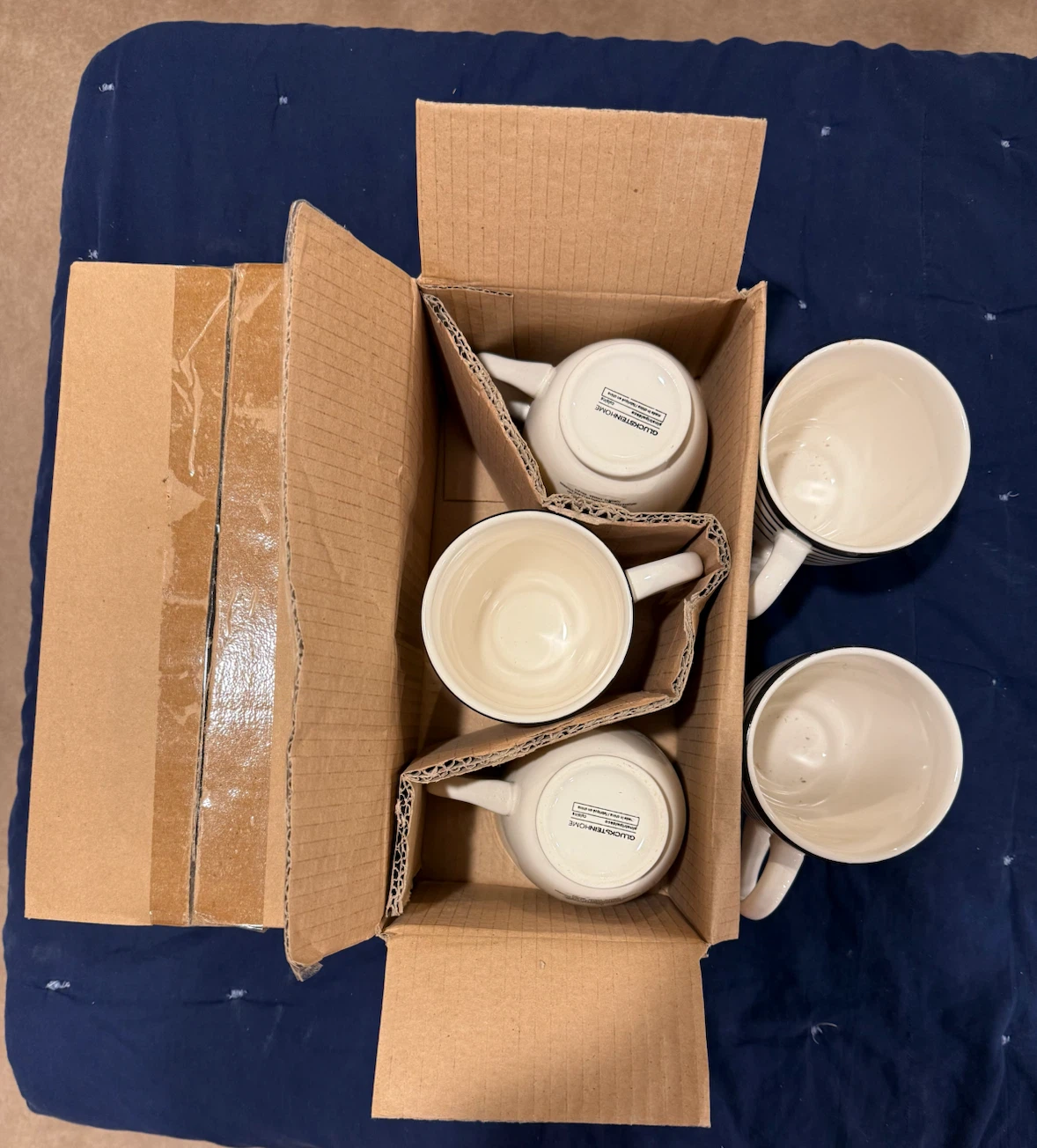 Set of 4 Striped Ceramic Mugs - photo 2