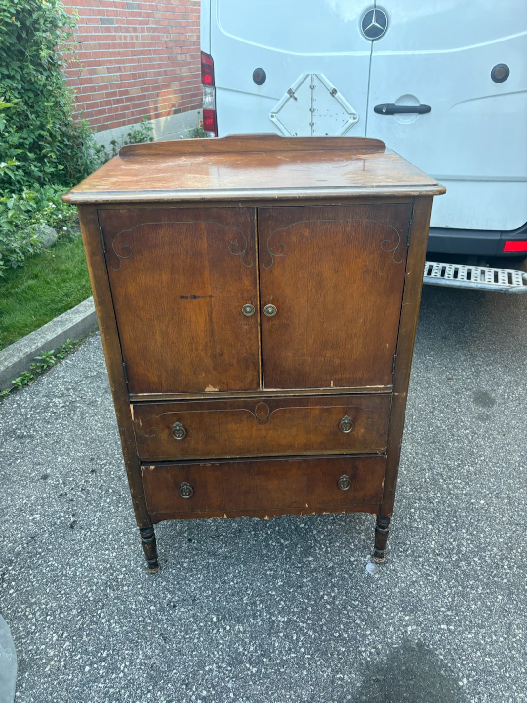 Free delivery used antique Vintage Wooden Cabinet with Drawers