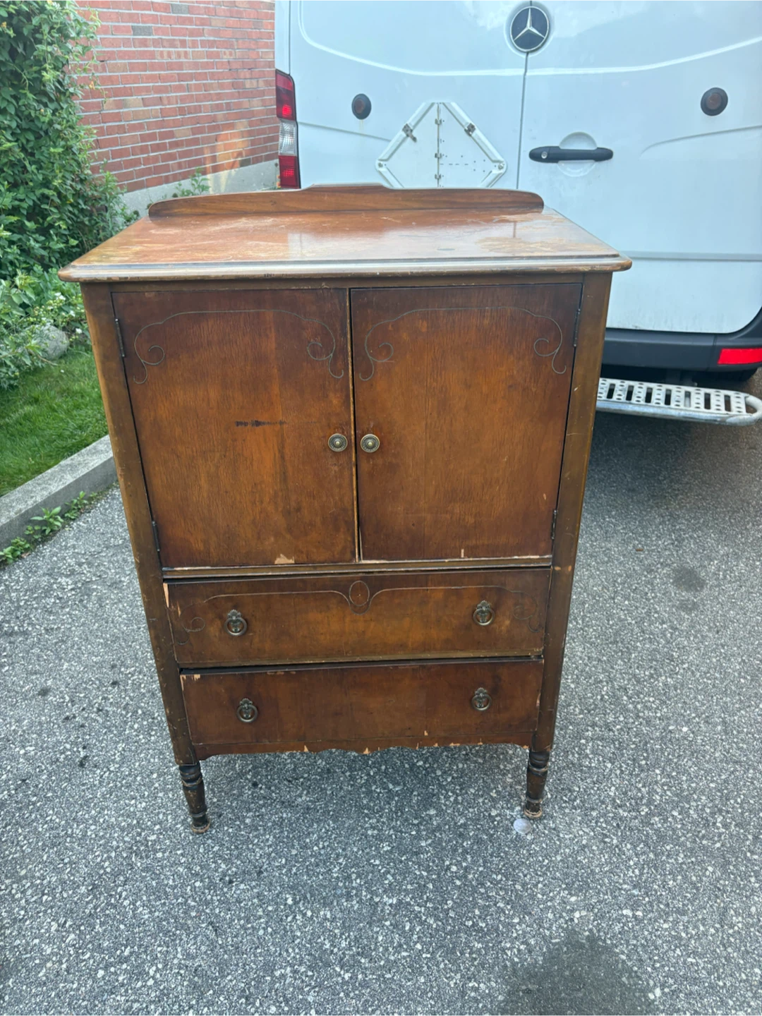 Free delivery used antique Vintage Wooden Cabinet with Drawers - photo 2