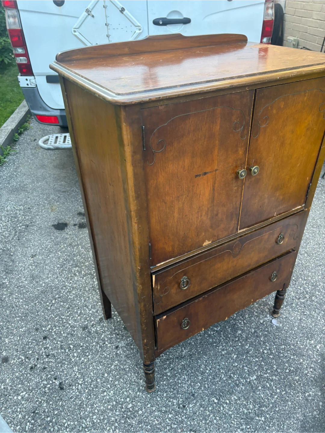 Free delivery used antique Vintage Wooden Cabinet with Drawers - photo 3