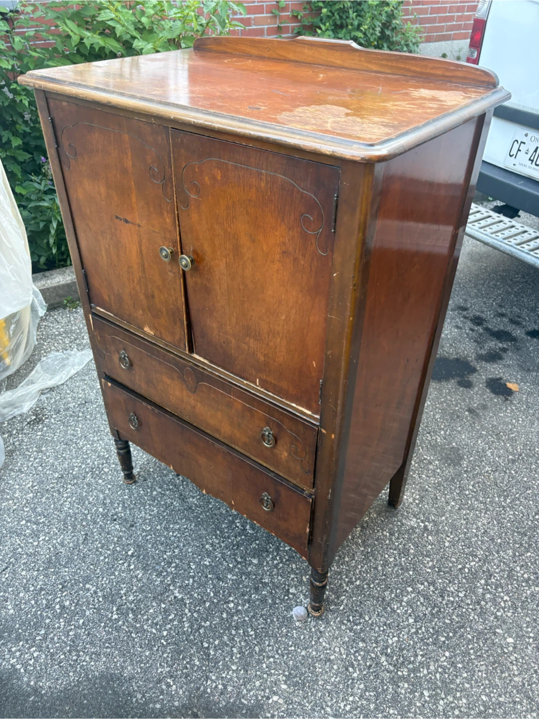Free delivery used antique Vintage Wooden Cabinet with Drawers - photo 4