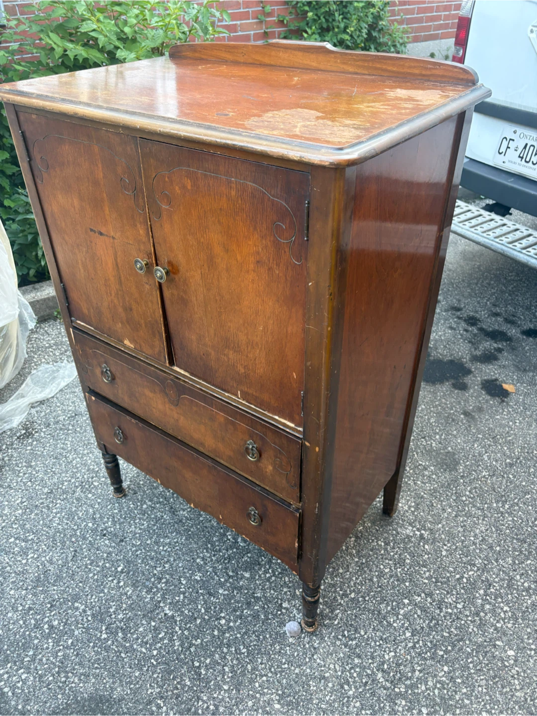 Free delivery used antique Vintage Wooden Cabinet with Drawers - photo 5