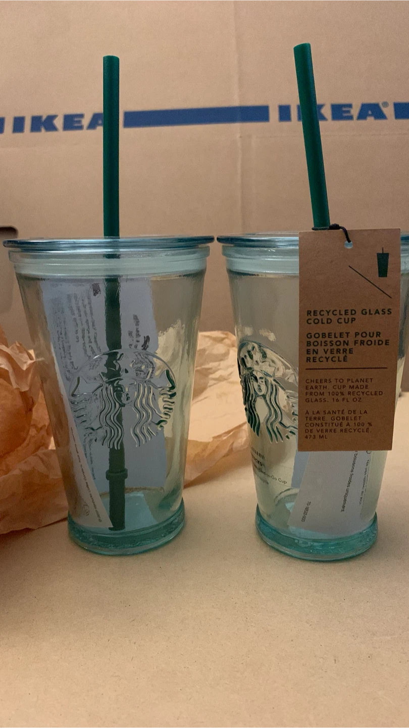 Starbucks Recycled Glass Cold Cups with Lids