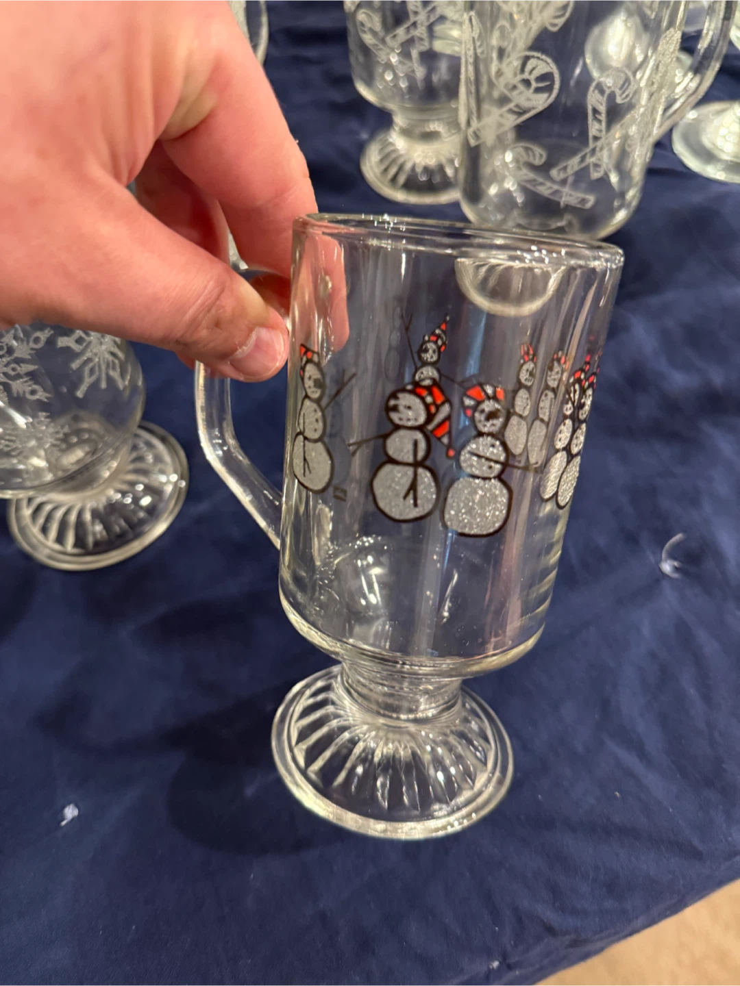 Set of 5Glass Footed Mugs - Holiday Designs - photo 2