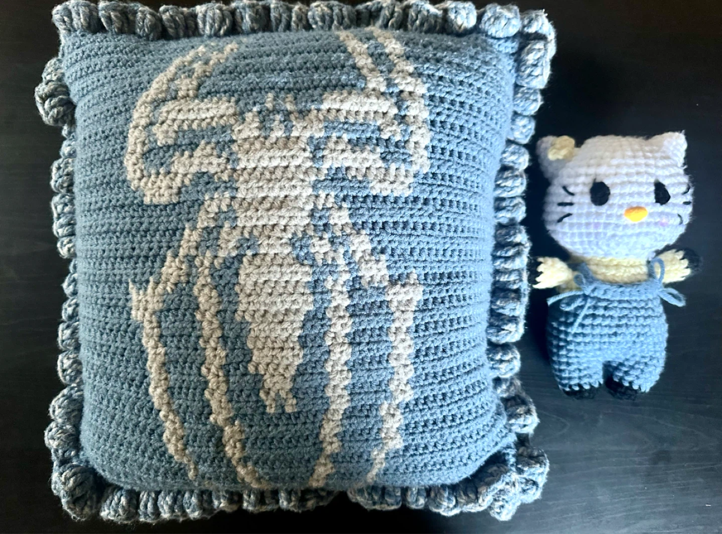 Hand-Crocheted Pillow and Hello Kitty