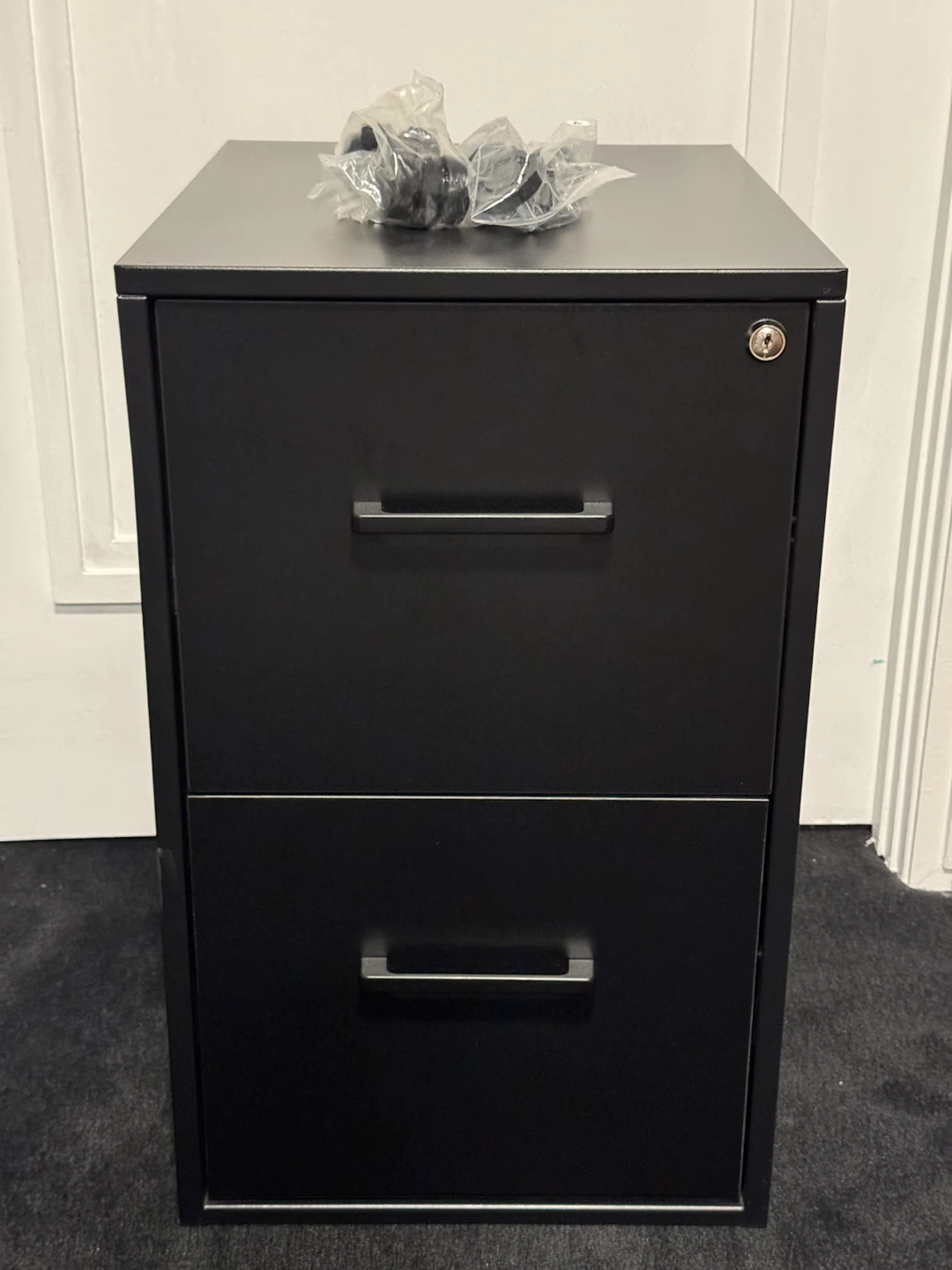 2-Drawer Rolling Filing Cabinet (Matte Black)