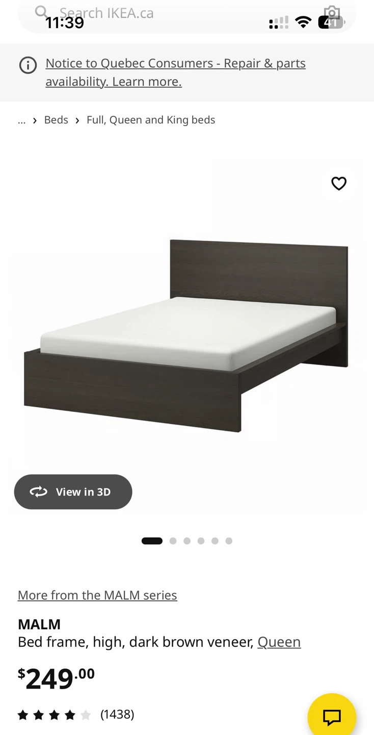 IKEA MALM Queen Bed Frame - Dark Brown Veneer - photo 2
