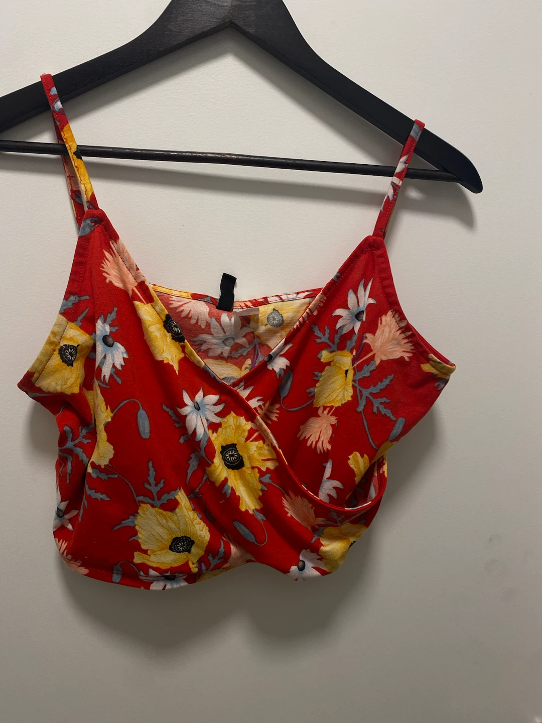 H&M Divided Red Floral Crop Top
