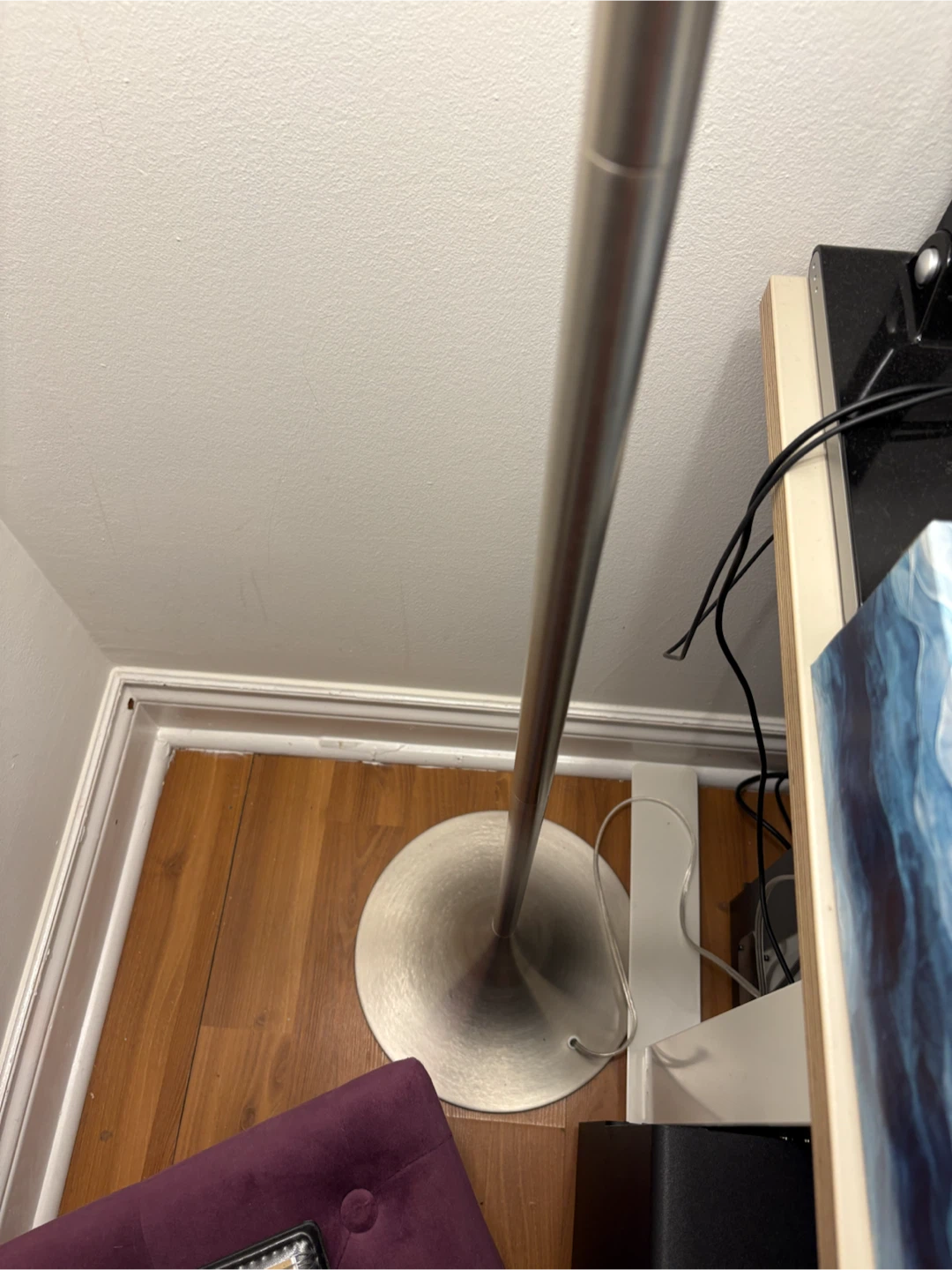 Brushed Nickel Floor Lamp – Dual Light with Fabric Drum Shade - photo 4