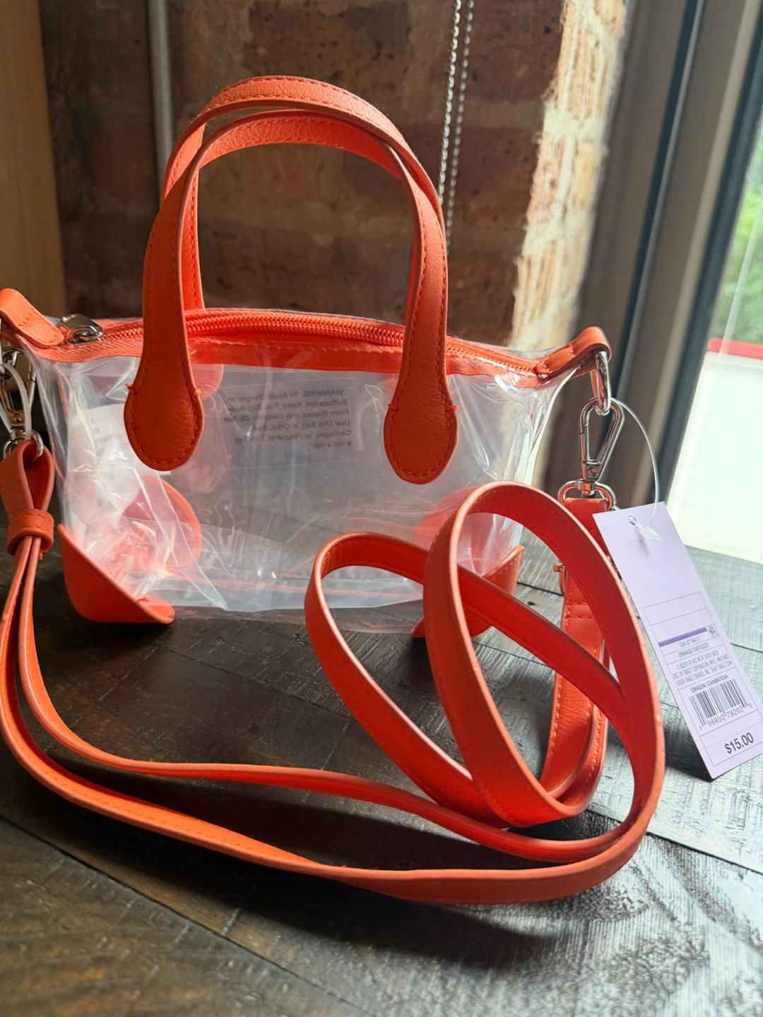 NWT! Wild Fable Orange Clear Mini Tote Bag