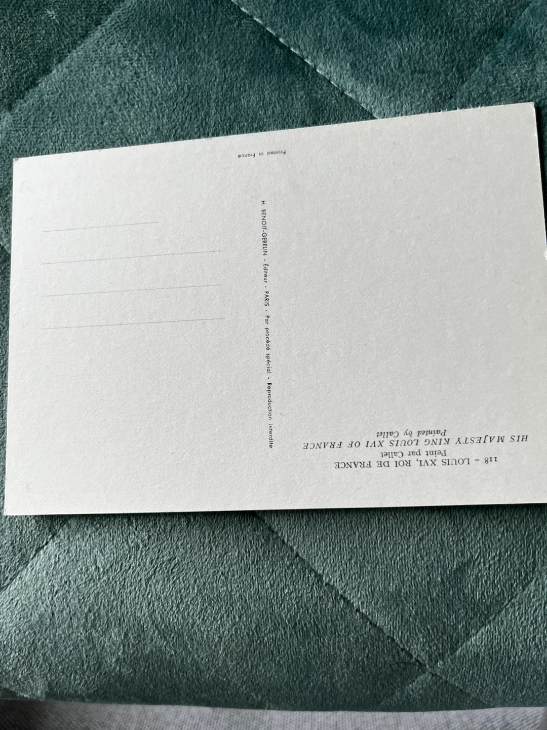 Postcard - His Majesty King Louis XVI of France - photo 2