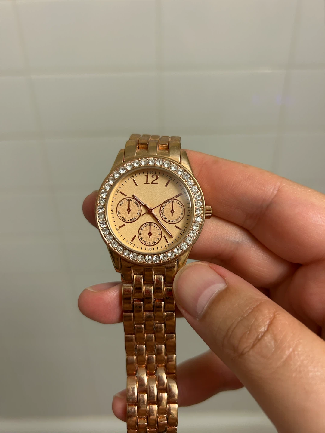 Rose Gold Tone Watch with Crystal Accents - photo 2