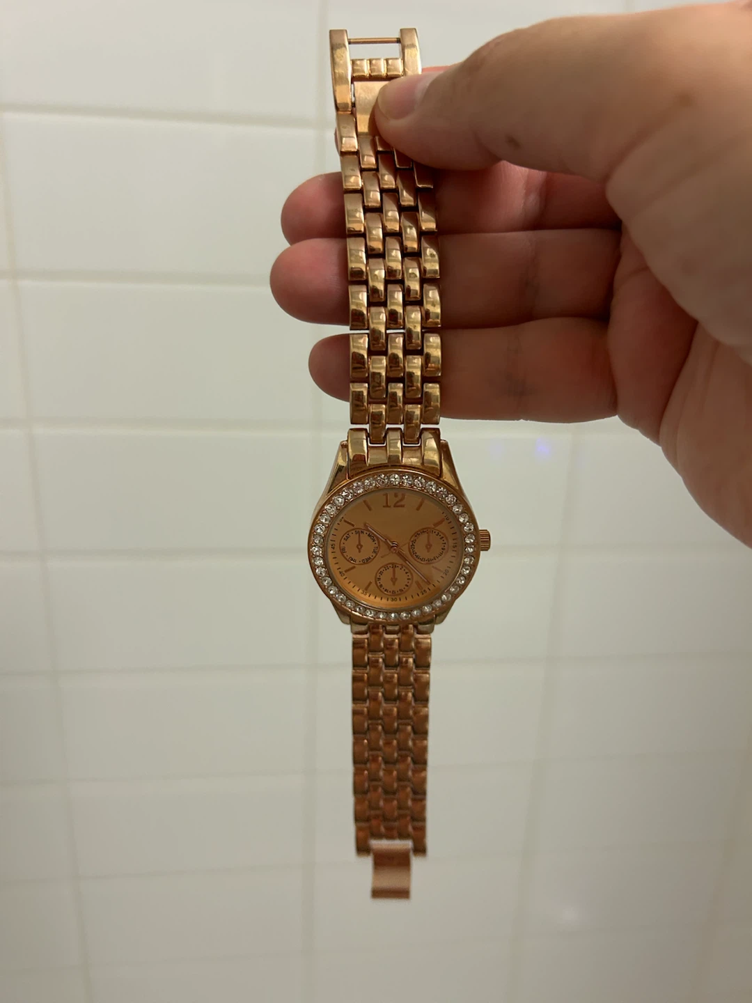 Rose Gold Tone Watch with Crystal Accents - photo 3