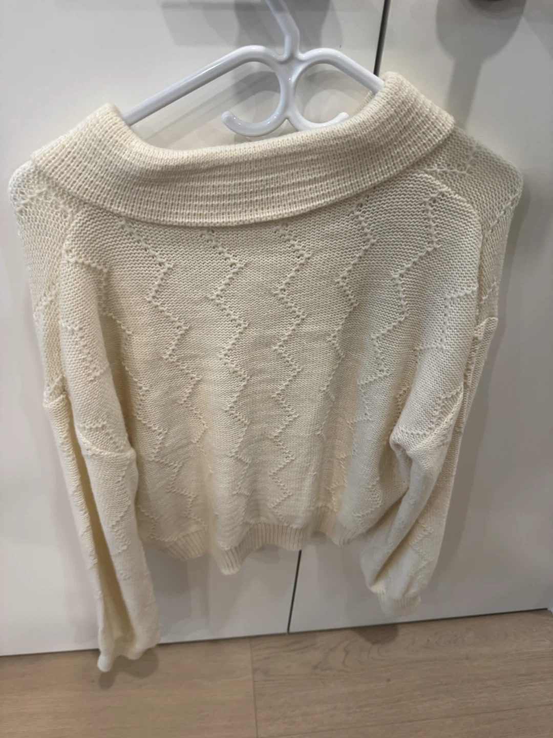 Cream Knit Sweater with Rhinestone Collar - photo 2