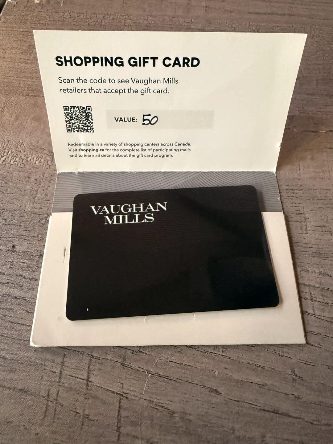 $50 Vaughan Mills Shopping Gift Card