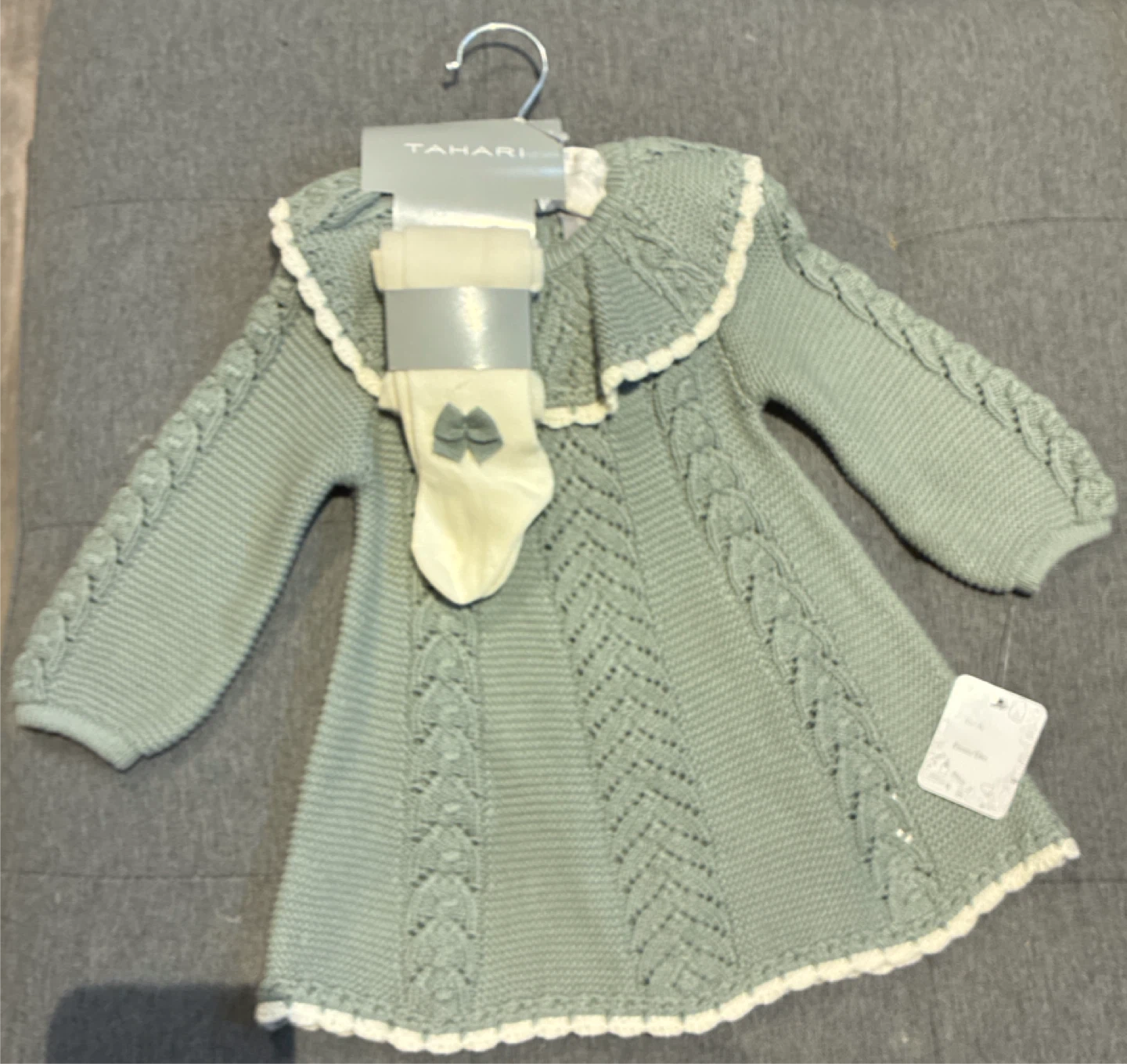 Tahari Baby Knit Dress & Hat Set
