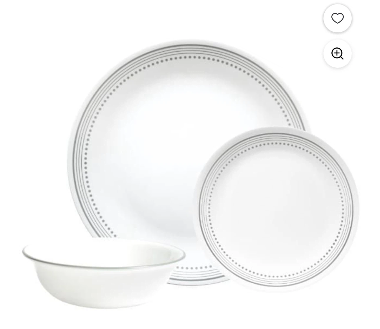 Corelle Mystic Grey Dots and Bands 4-Piece Dinnerware Set
