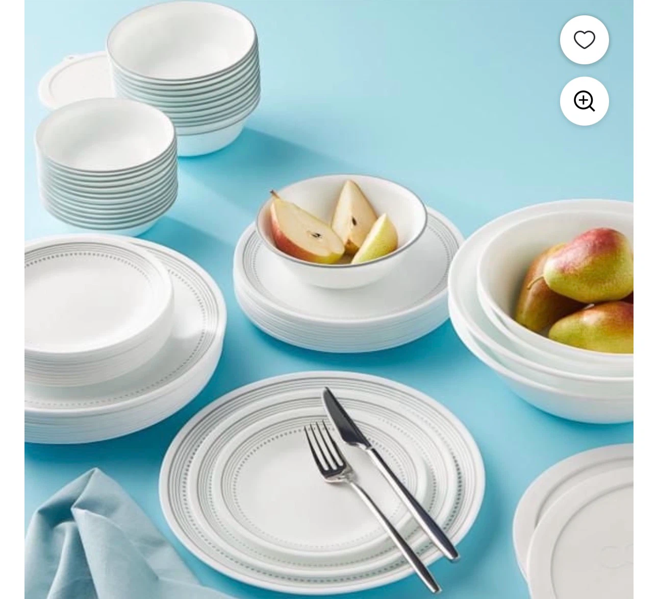 Corelle Mystic Grey Dots and Bands 4-Piece Dinnerware Set - photo 3