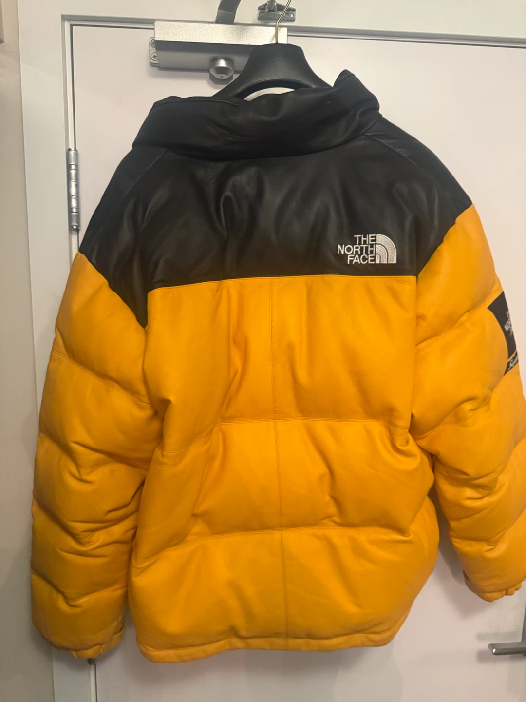 Supreme The North Face Leather Nuptse Jacket Yellow - photo 2