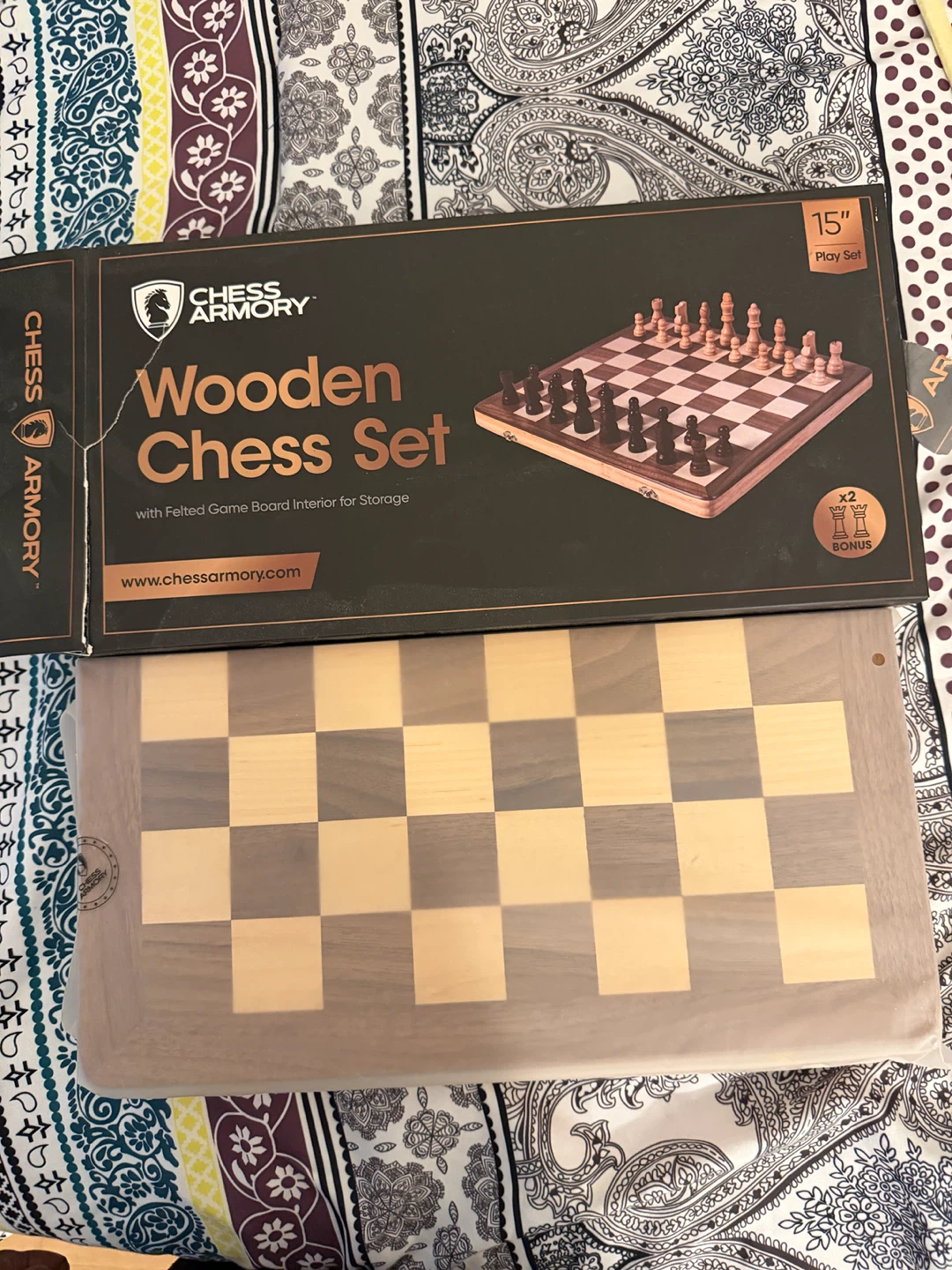 15” Wooden Chess Set with Storage box