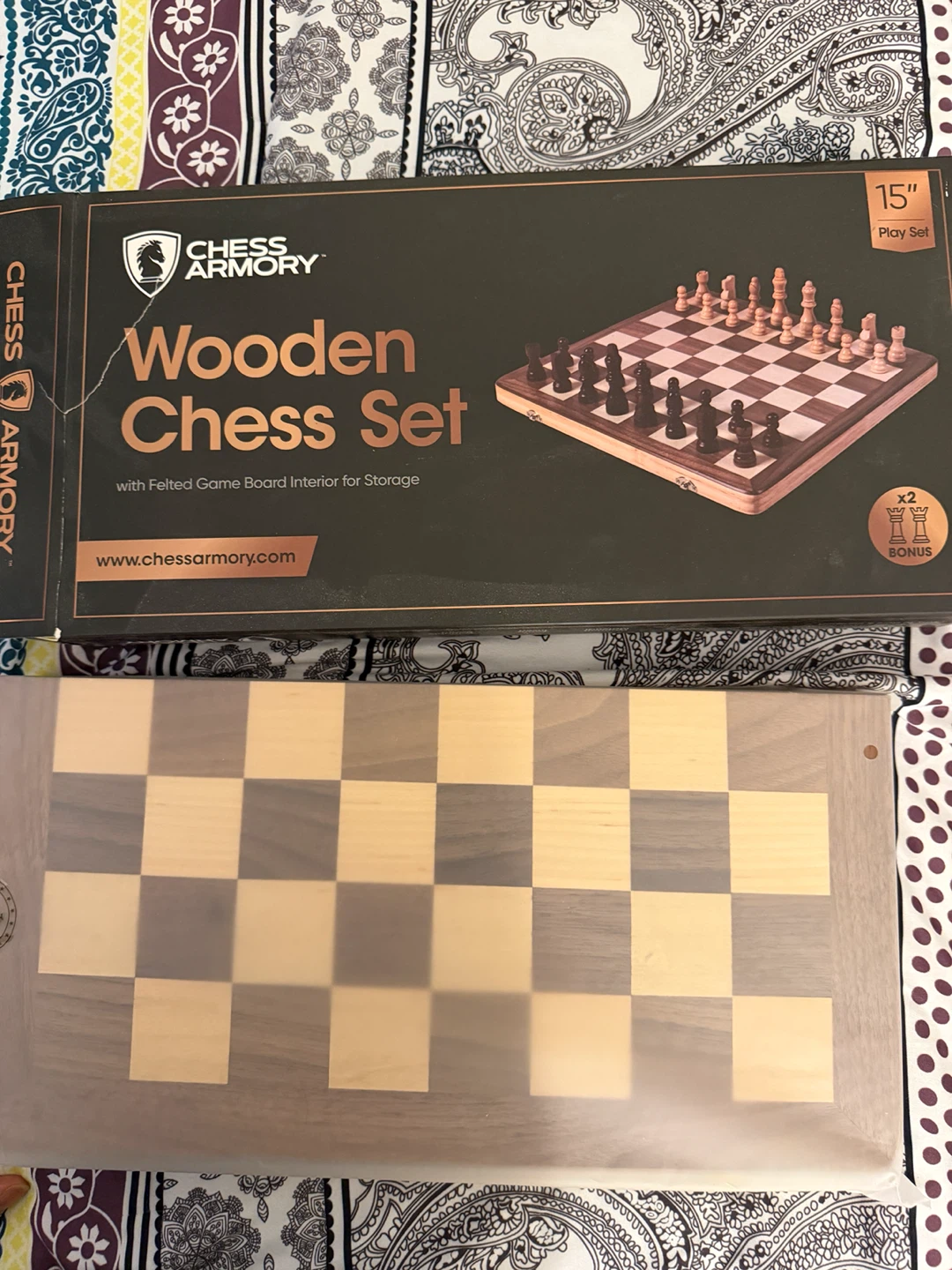 15” Wooden Chess Set with Storage box - photo 2