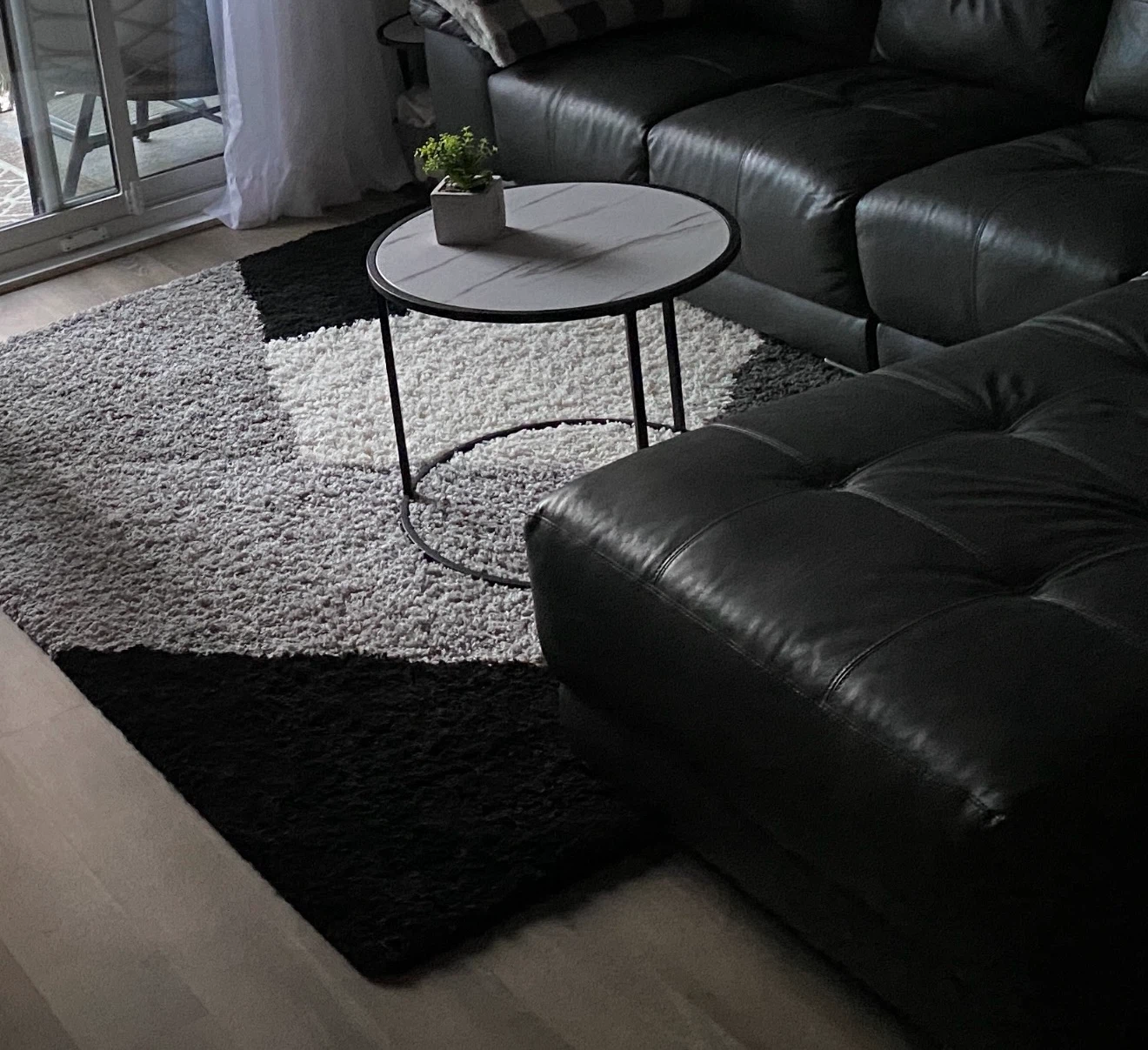 Geometric Area Rug - Black, White, Grey
